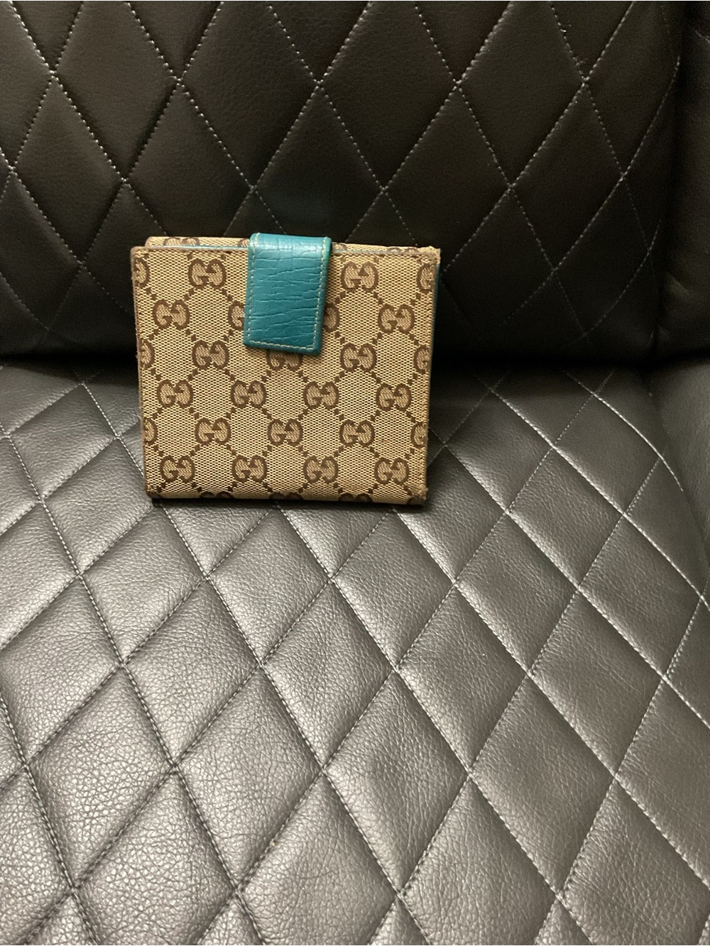 Gucci Horsebit GG CANVAS wallet beige teal gold - Picture 2 of 8